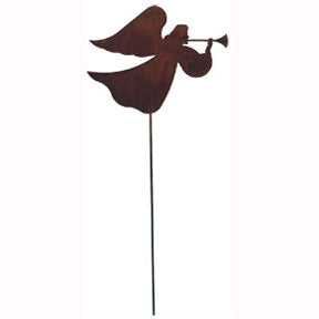 Wrought Iron Rusted Angel Garden Stake