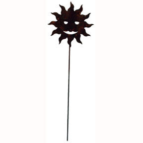 Wrought Iron Rusted Sun Garden Stake