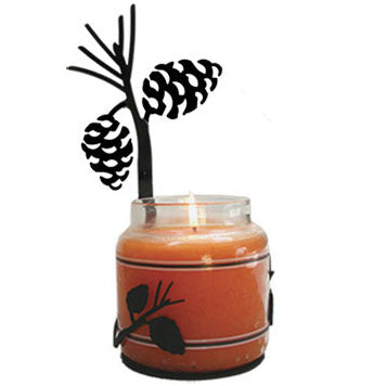 Wrought Iron Pine Cone Large Candle Jar Sconce