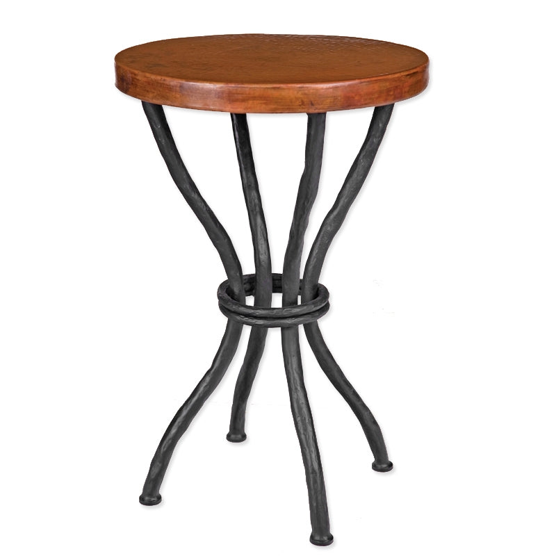 Contemporary Wrought Iron Woodland Accent Table with Round Top 18in Round Top
