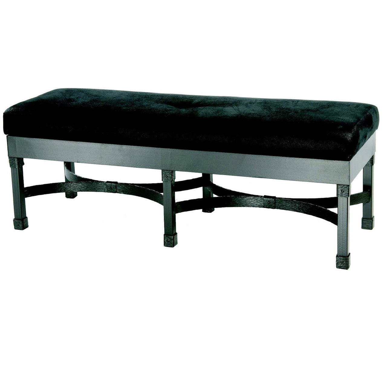 Wrought Iron Upholsterd Bench 48" wide Cedarvale Bench