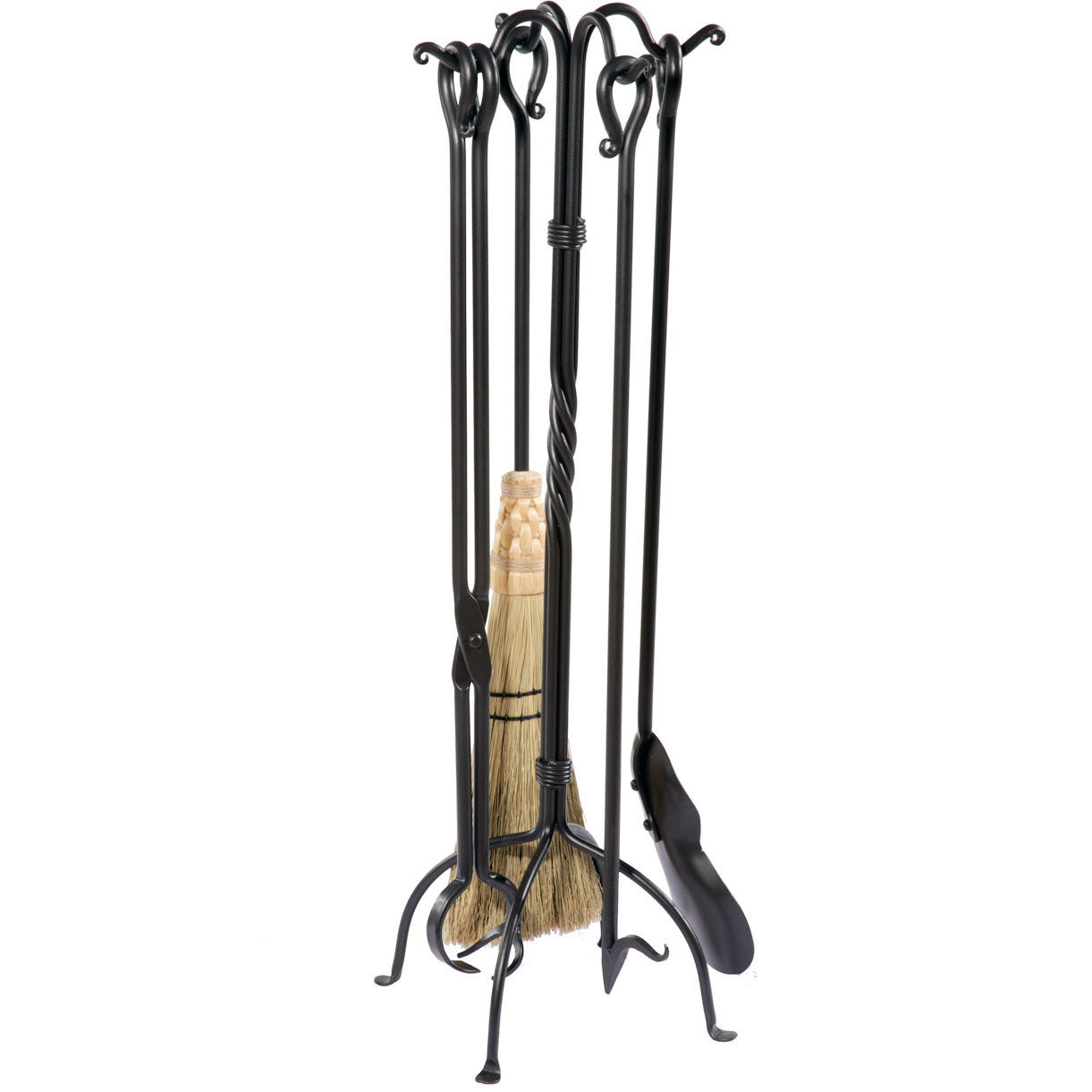 Shepherd's Crook Wrought Iron Fireplace Tool Set